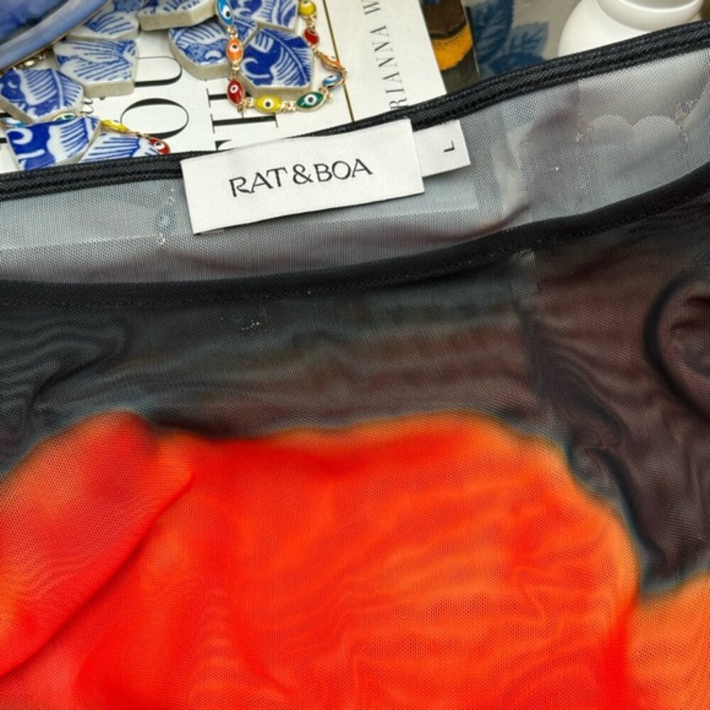 🆕 RAT & BOA 🧿 NWOT Juniper Sheer Long Sleeve Dress, Dark Red Tulip, Sz L - Picture 14 of 15